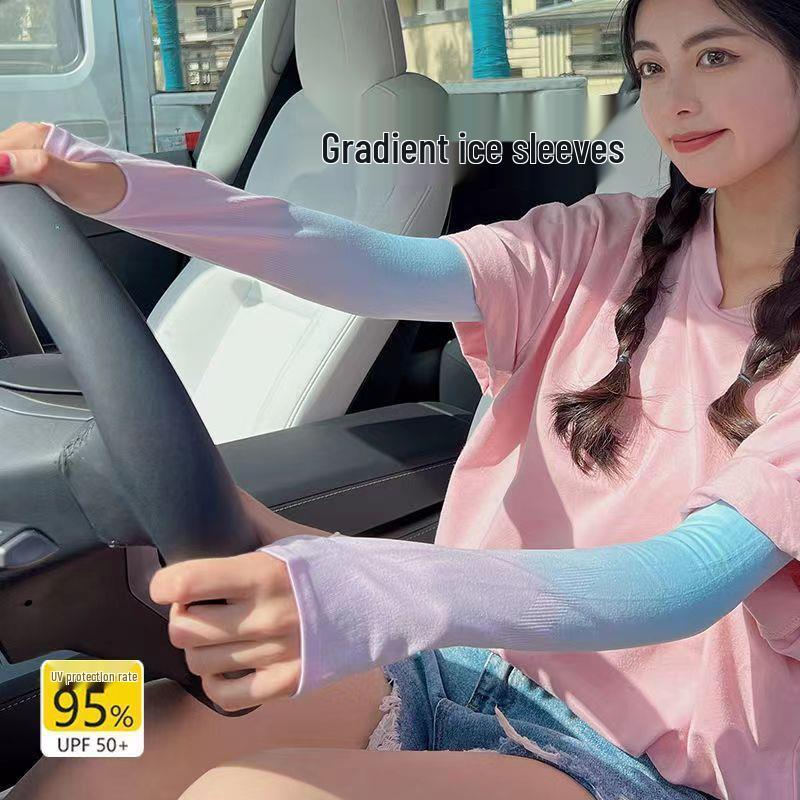 Fashionable Ice Silk Arm Sleeve: Lightweight, Seamless, Anti-UV for Outdoor Driving & Cycling
