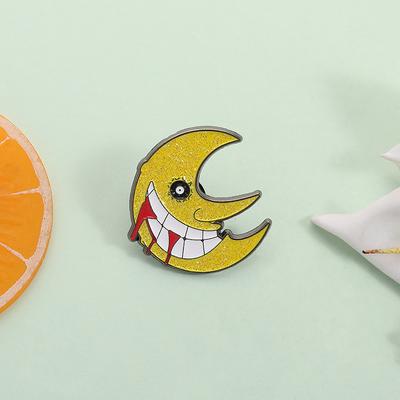 Evil Smile Horror Moon Enamel Pin Magical Manga Anime Peripherals Metal Brooch Lapel Badge Fashion Jewelry Gifts for Friends