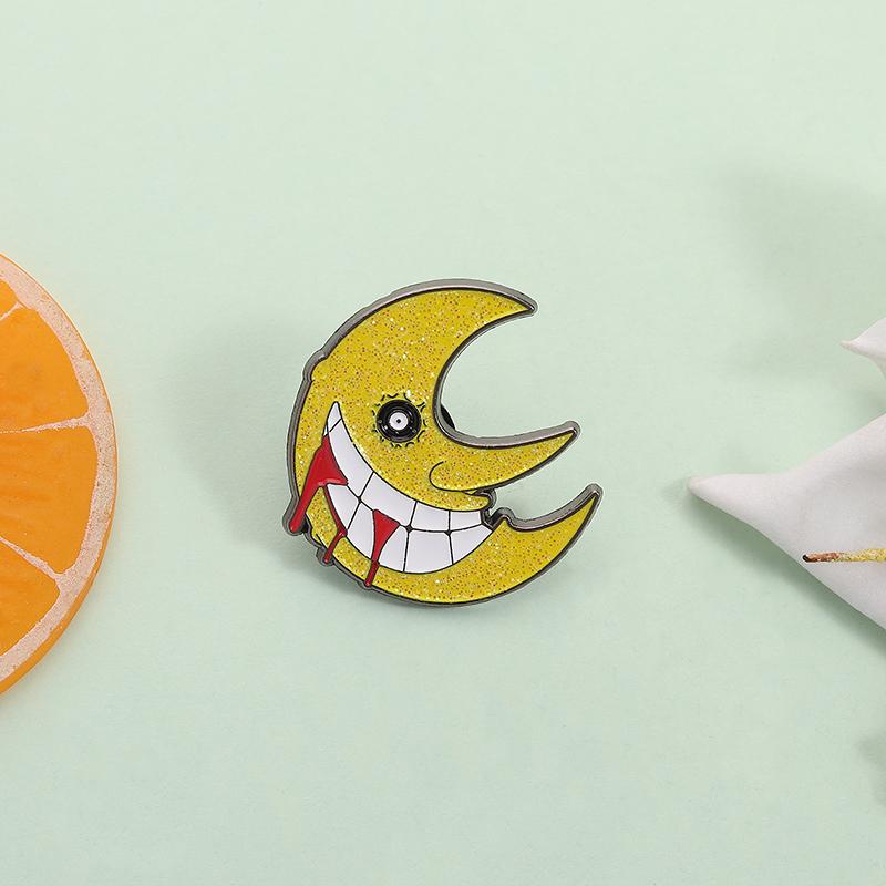 Evil Smile Horror Moon Enamel Pin Magical Manga Anime Peripherals Metal Brooch Lapel Badge Fashion Jewelry Gifts for Friends