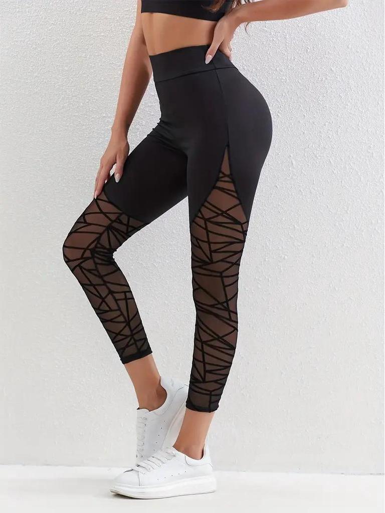 Contrast Stitch High Waist Yoga Leggings - Tummy Control & Hip Lift Fitness Tights
