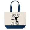 Tote Bag - PLANETEE - Blue Bottom Shopping Bag I Can't Futsal - Blue Bottom with Text - Cotton 40x45 Cm - Large Size