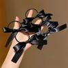 10 Black Ribbon Hair Ties with Bows for Women