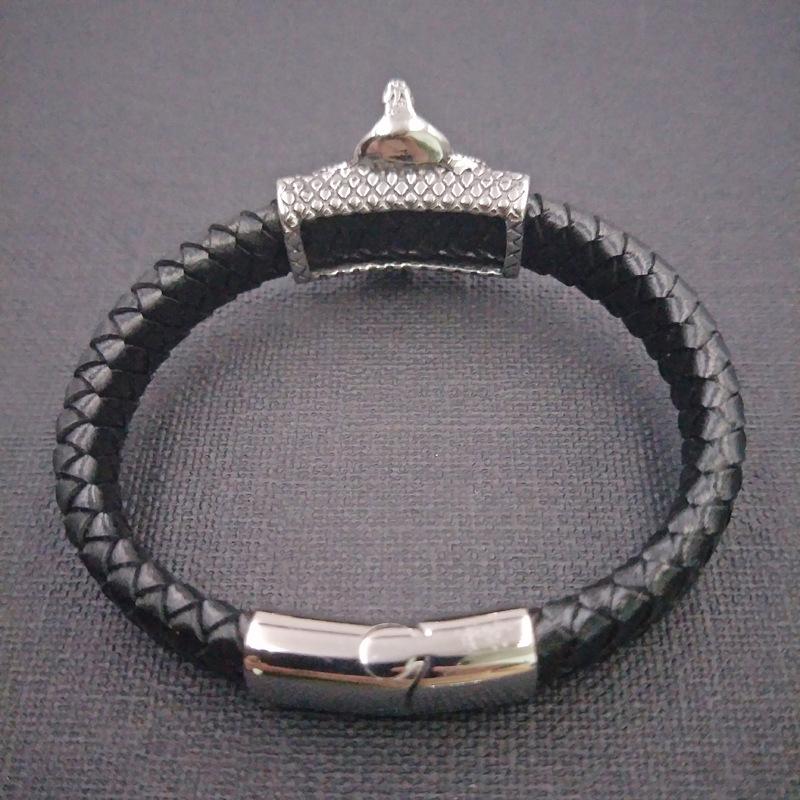 Stainless Steel Retro Jewelry, Titanium Steel Men'S Leather Rope Bracelet, Cobra Bracelet.