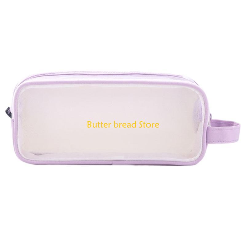 W89C Multifunctional Clear Pen Bag Large Capacity Pencil Case Zippered Pencil Pouches