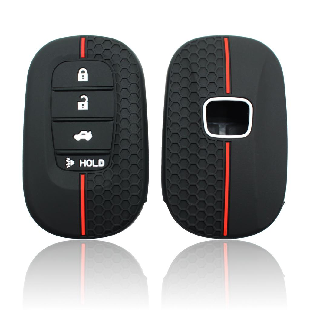 Silicone Rubber Key Fob Cover Compatible With Honda - Accord Civic Cr-V Sport Si Ex Ex-L Touring 4 Buttons Smart Key