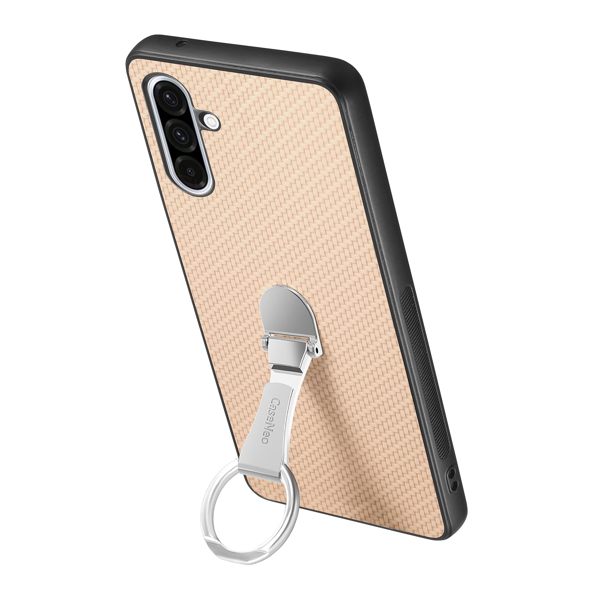 

For Samsung Galaxy A36 5G Case Folding Kickstand Leather Back Cover Carbon Fiber Texture Black