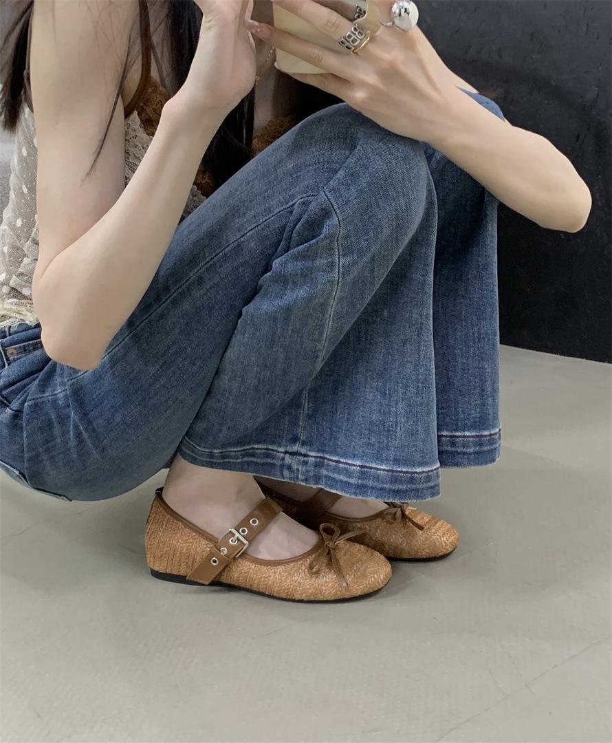 

Su Yinyin has the same bow elastic band Mary Jane shoes flat soft waxy ballet shoes women s single shoes 39 хаки