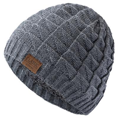 Classic Labal Winter Hats Outdoor Knitted Hats For Men And Women Beanie Cap Plush Fur Lining Warm Sports Hats