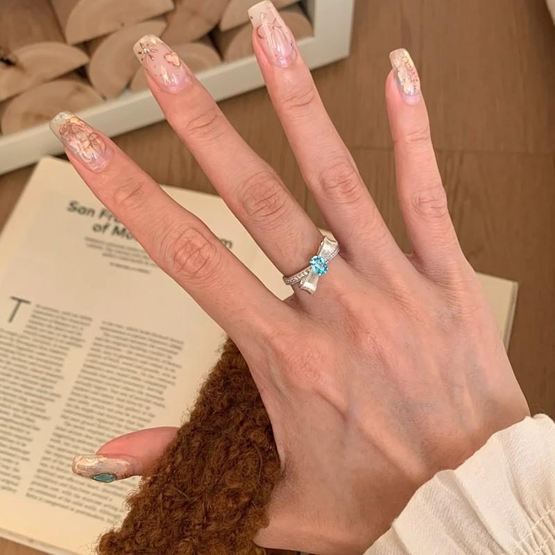 Fashionable Copper Butterfly Bow Ring For Women Versatile Adjustable Finger Jewelry