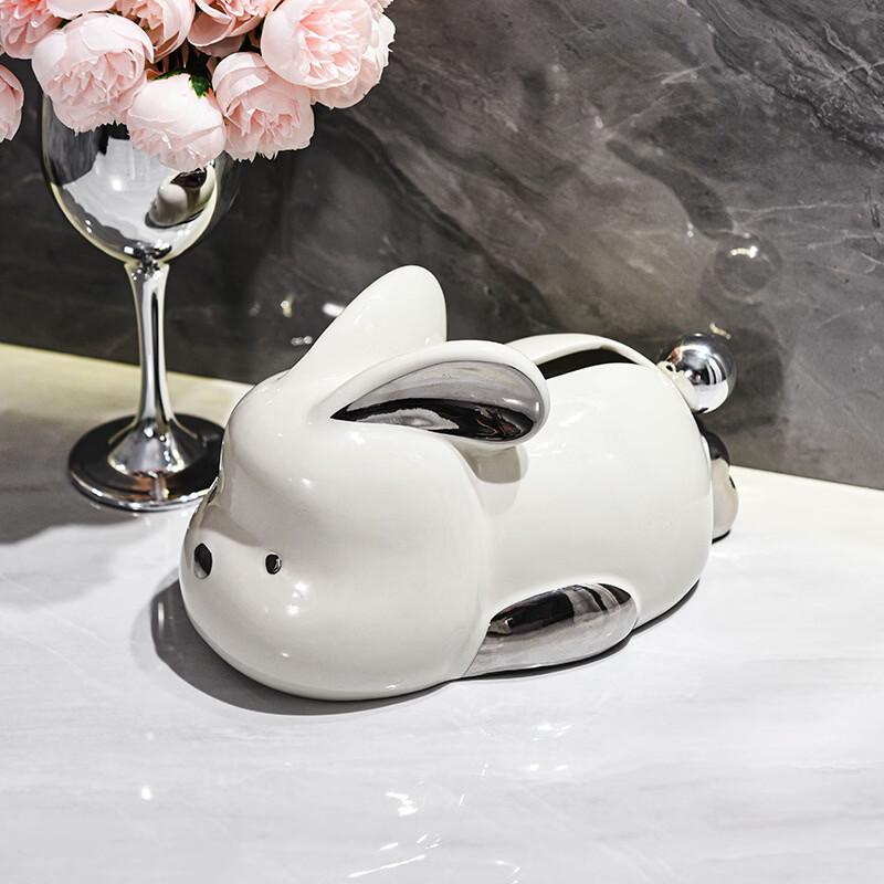 

Charming Rabbit Ceramic Desktop Tissue Box