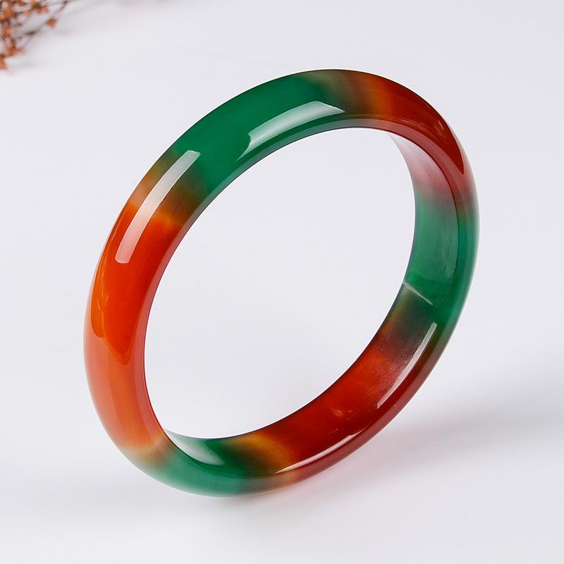 15MM Natural Peacock Agate Bracelet Fashionable Charm Agate Bangle Jade Bracelet Women's Gift