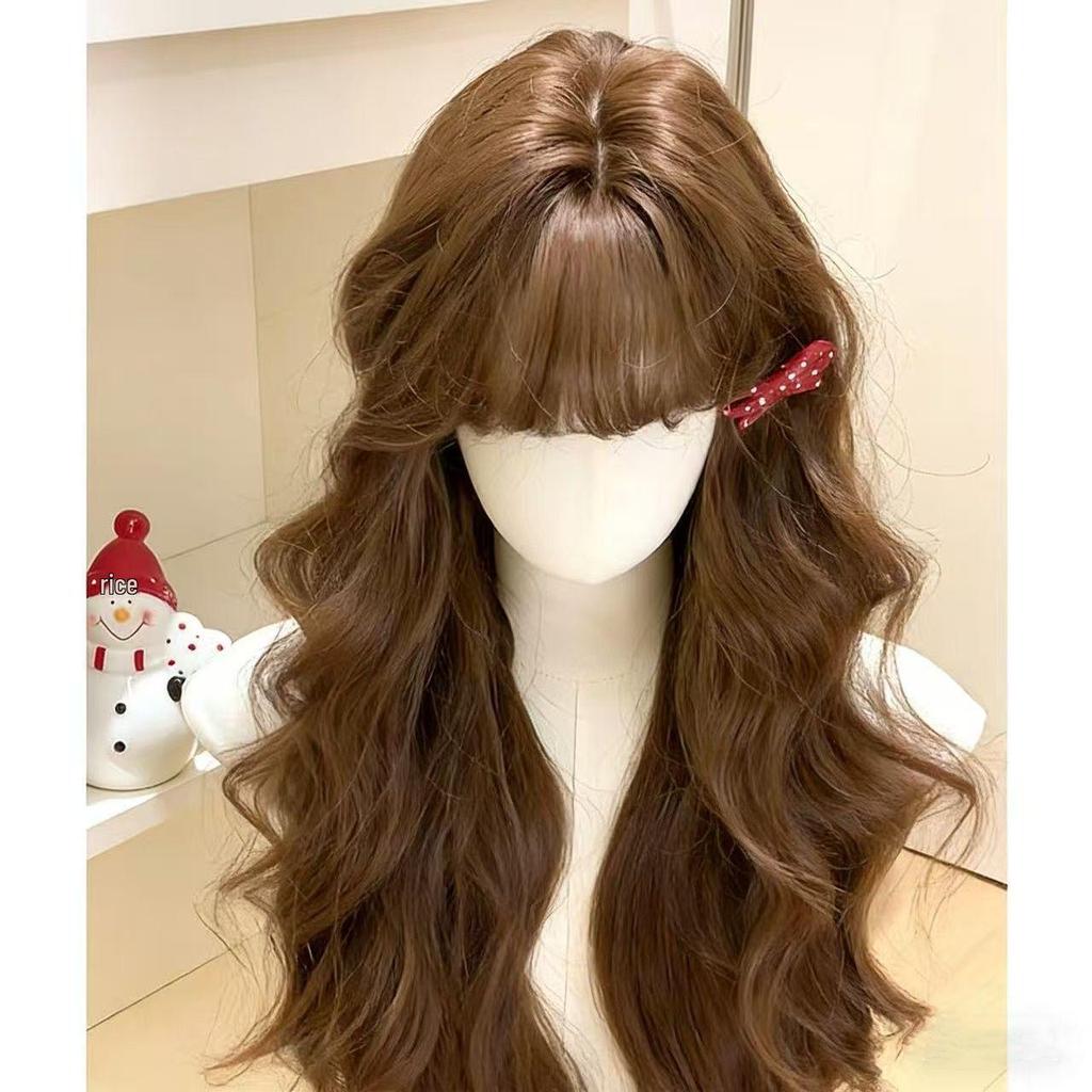 Korean Style Long Curly Ombre Wig for Women - Natural Autumn/Winter Vibe