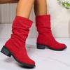 Large Size Suede Fashion Stacking Boots Autumn and Winter New Medium Tube But Knee and Women's Boots