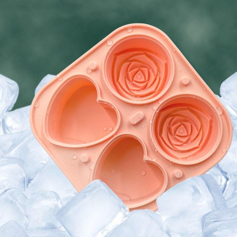 

Love Heart-shaped Ice Cube Molds Reusable Ice Mould Tray Cocktail Rose Ice Mold Home зелений