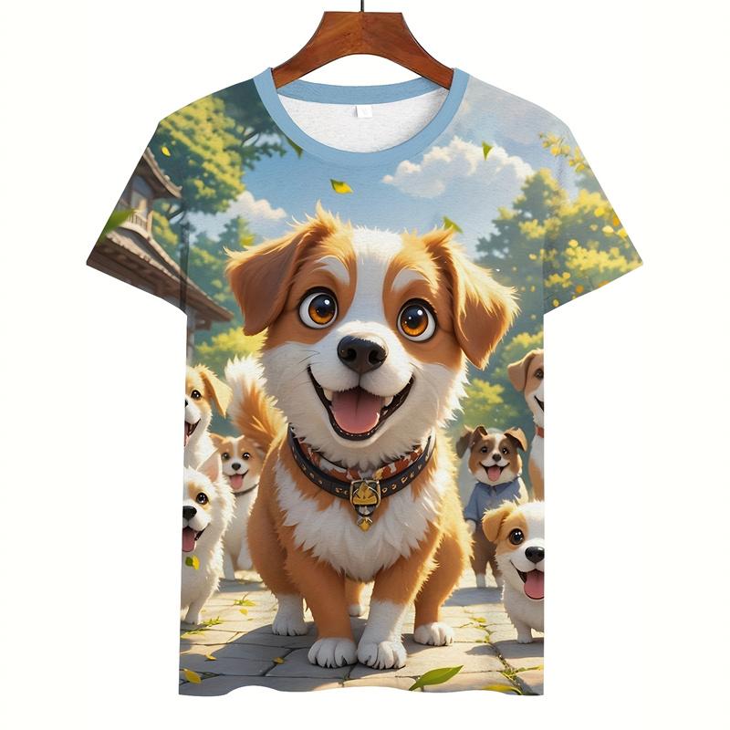 Men's 3D Cute Animal Dog Print T-Shirt Men Women Summer Funny Pets Casual Tees Cartoon O-Neck Short Sleeve T Shirt Hawaii Tshirt
