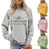 Womens Oversized Round Neck Long Sleeve Cotton Blend Casual Sweatshirt With Print - Loose Fit Comfort Top