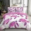 Sea Turtle Purple/Blue Bedding Set With Concealed Zipper, Soft Printed Reversible Duvet Cover with Pillowcases for All Seasons