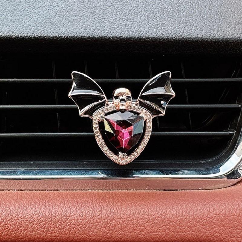 Skull Car Bat Perfume Clip Alloy Rhinestone Vent Air Freshener Car Interior