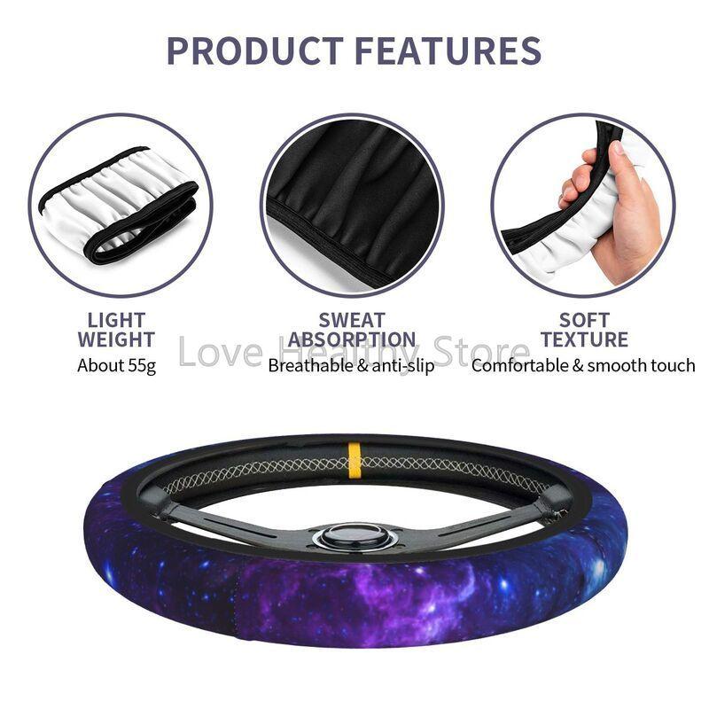 Purple Blue Galaxy Car Steering Wheel Cover Universal 15 Inches Anti Slip Steering Wheel Protector for Car Auto SUV Sedan