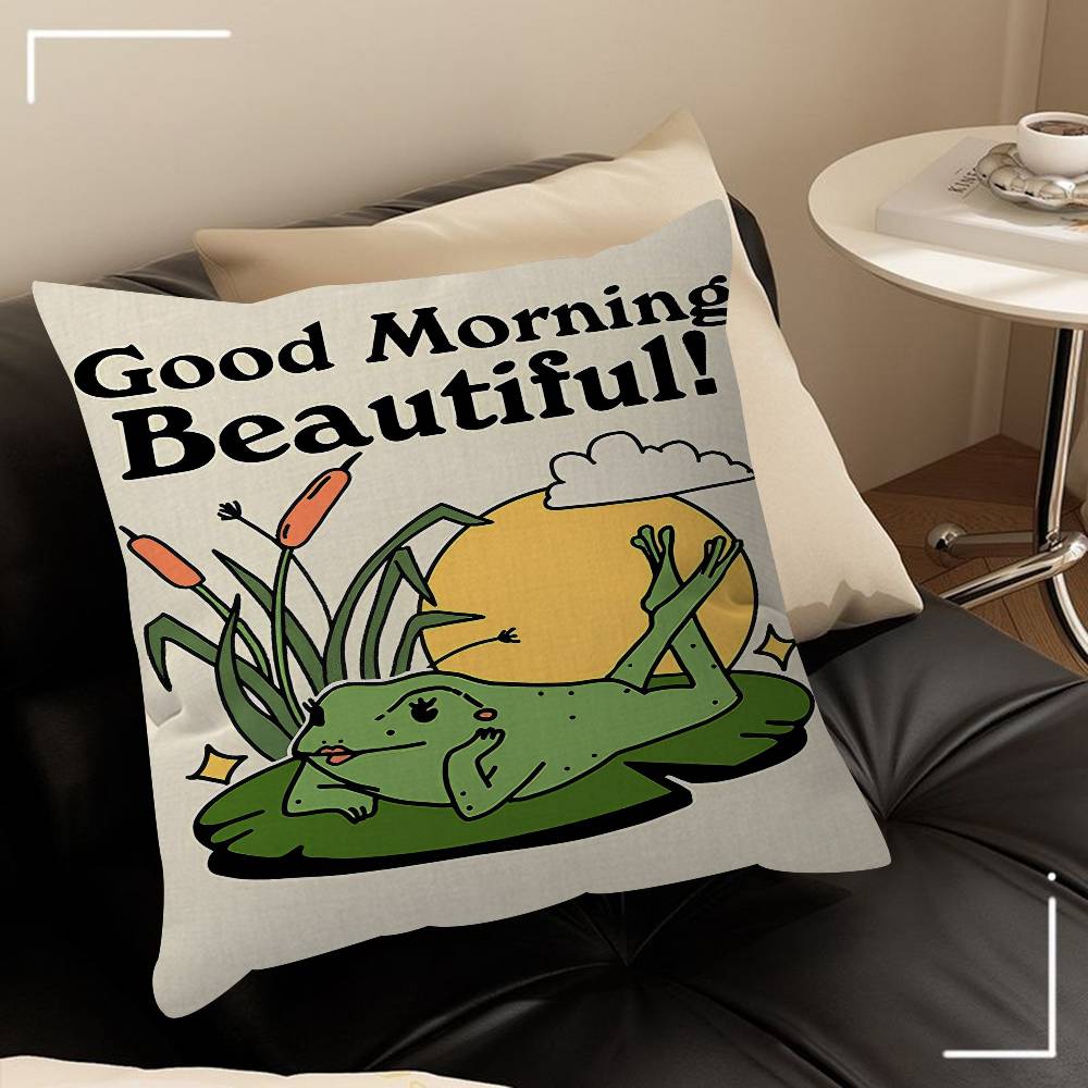 Dancing Frogs Riding Mushrooms Pillow Gift Home Office Decoration Pillow Bedroom Sofa Car Cushion CoverPillow Case