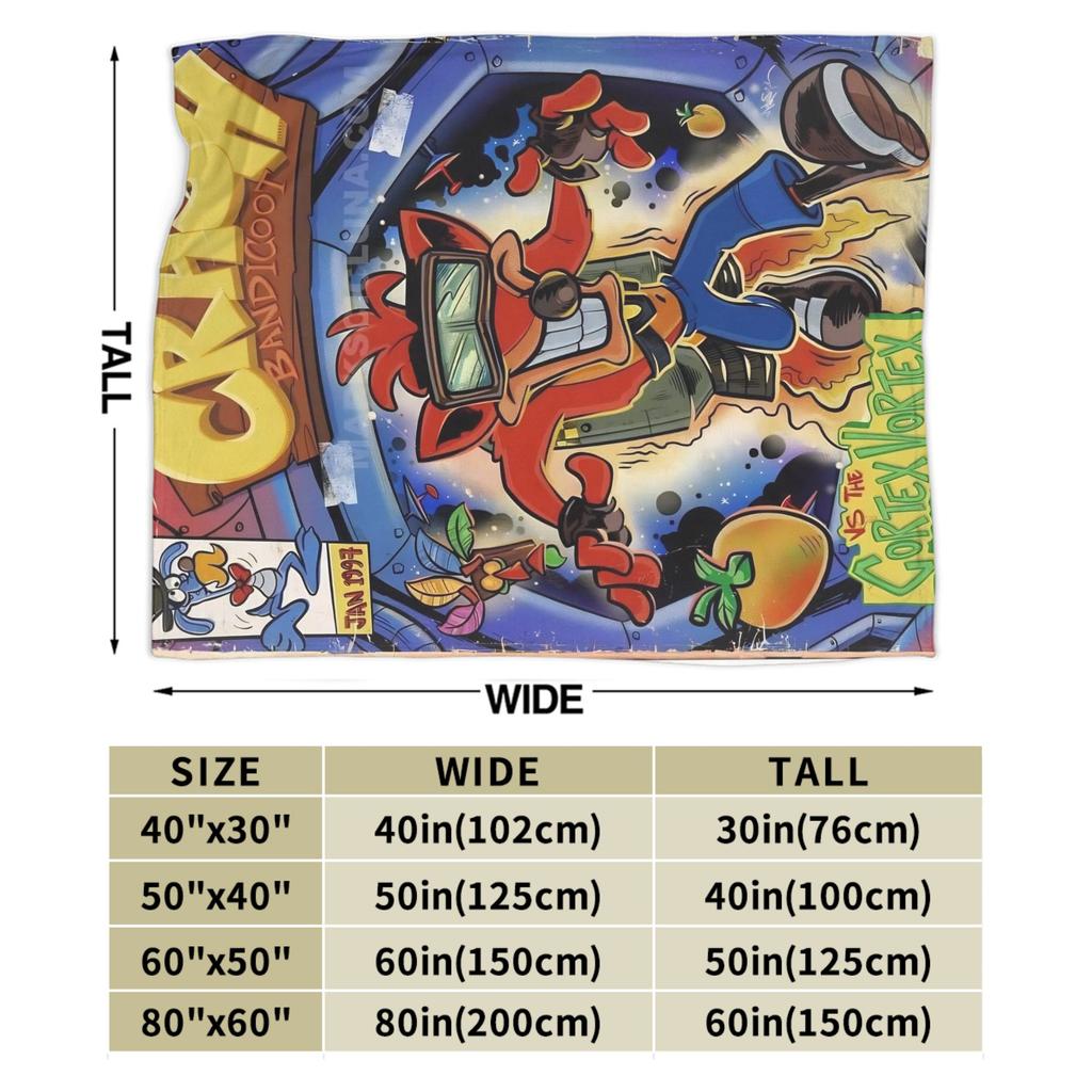 Crashs Bandicoots Flannel Blankets Warm Soft Throw Blanket for Home Decor Travel Graphic Bedspread Sofa Bed Cover