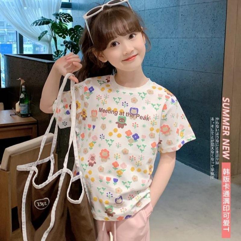 Girls Summer Ice Silk Jersey Short Sleeve T Shirt Lightweight Casual Top 100