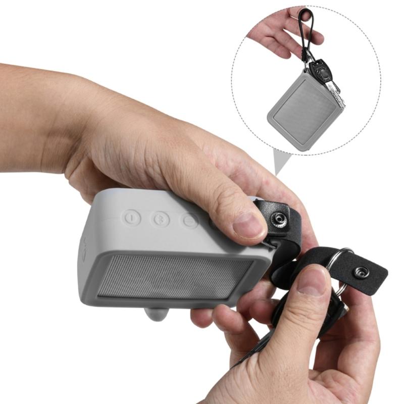 Portable Silicone Case Carrying Storage Bag with Convenient PU Strap for JBL GO 2 Speaker for Travel Home Office