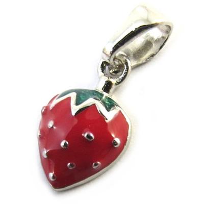 [N3180] - Red 'Strawberry' Silver Pendant