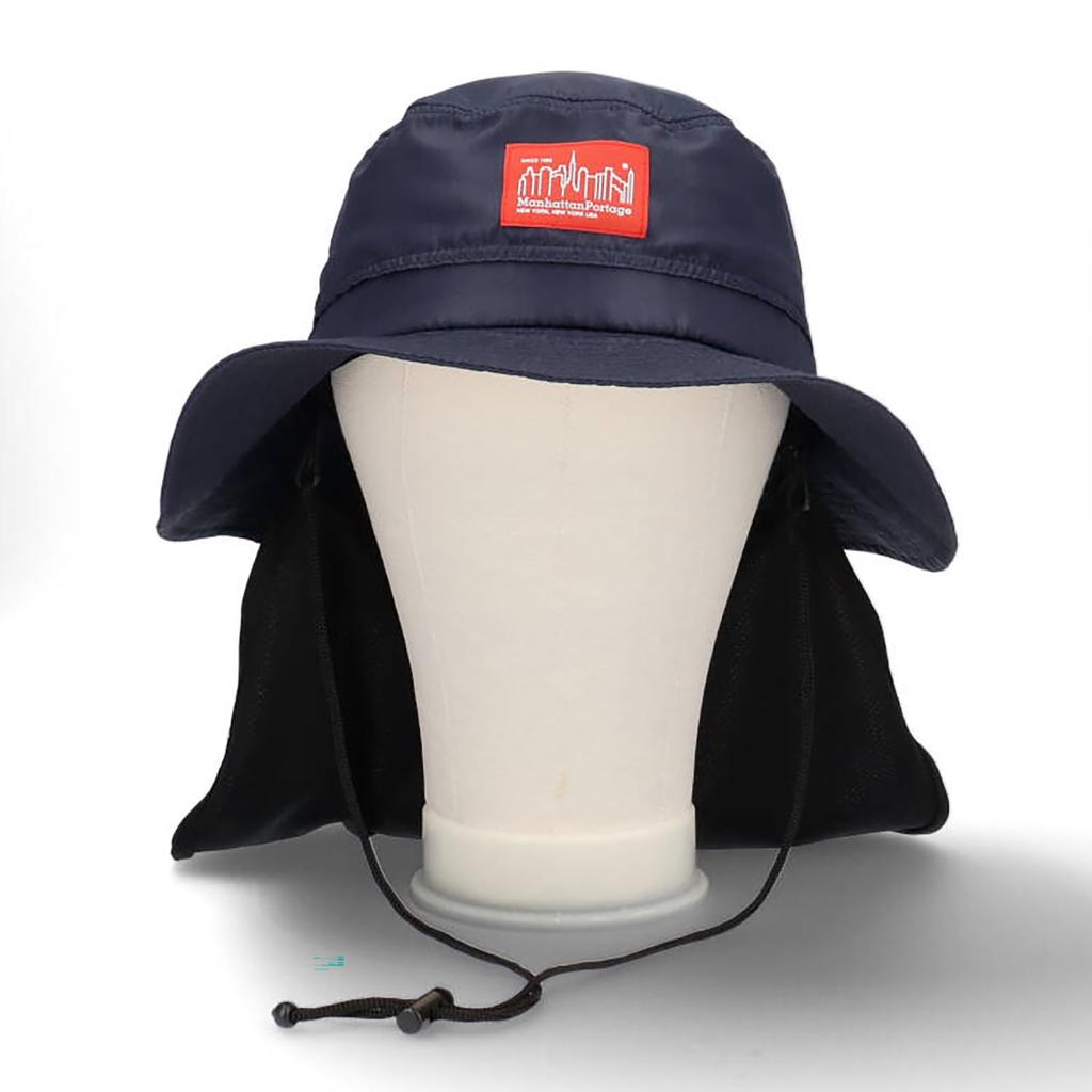 [Manhattan Portage] Sunshade Box Logo Adventure Hat with Logo Hat and Satin SUNSHADE LOGO HAT (013 Navy)