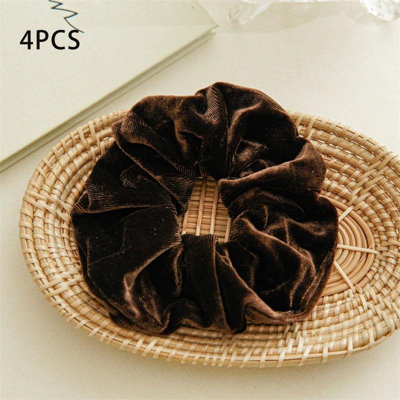 

4 шт. Женская резинка для волос Мягкий головной убор Большая эластичная резиновая веревка для волос Винтажные бархатные резинки для волос Держатель для хвостика Аксессуары для волос Size fits all