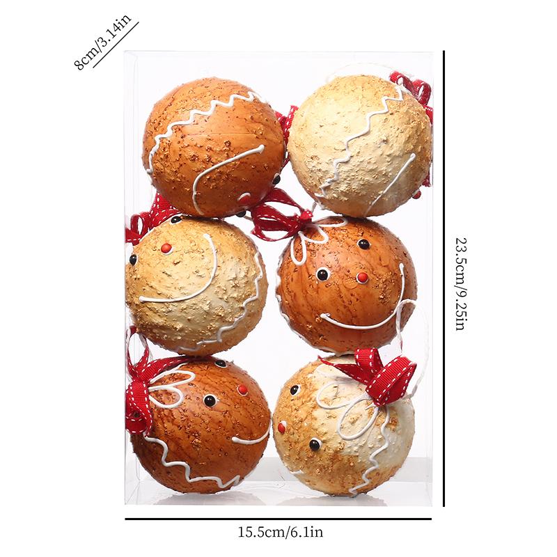 

Gingerbread Man Christmas Ball Ornaments Xmas Tree Hanging Pendant Christmas Decorations for Home Navidad Natal New Year Gift 8cm