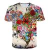 Summer New Fashion Flowers Butterflies 3D Graphic T Shirt Man Woman Personality Trend Hip Hop Print T-shirt Short Sleeve Tee Top