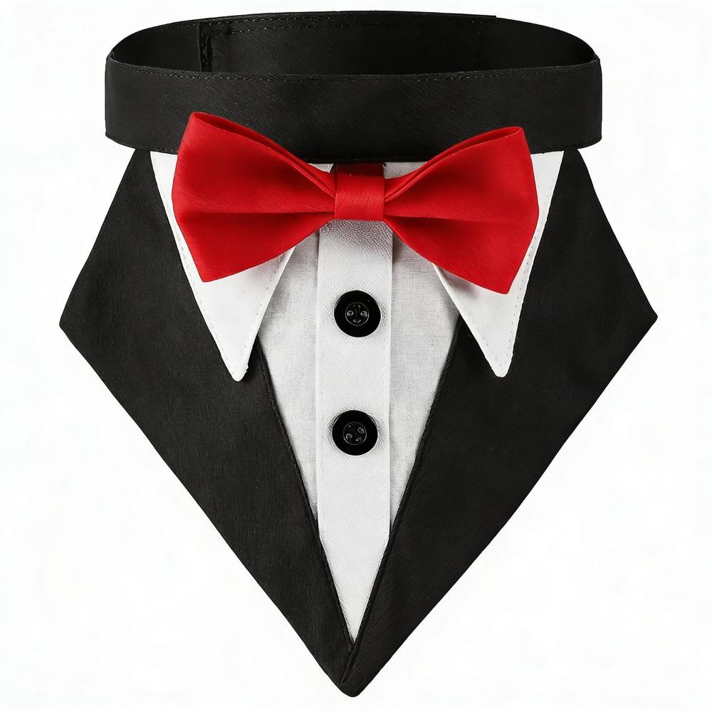 

Formal Tuxedo Dog Bandana Collar Adjustable Lightweight Dog Necktie Smooth Fabric Comfortable Dog Suit Triangle Scarf S красный