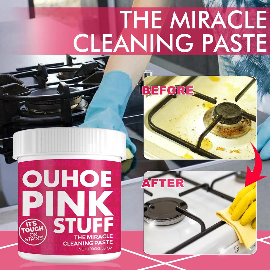 Multi-Purpose Gentle Cleaning Paste - Heavy-Duty Degreaser for Kitchen, Universal Pink Tub Scrubbing Powder