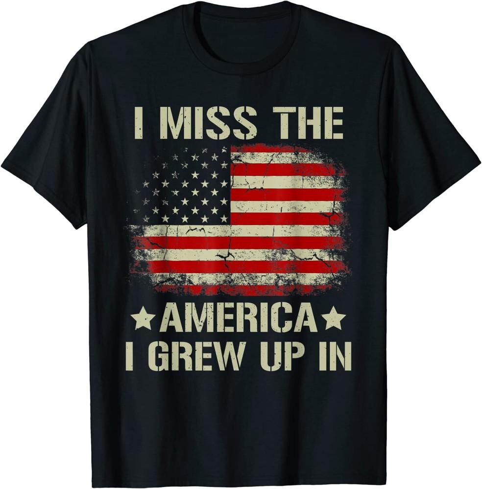 

I Miss The America I Grew Up In American Flag Vintage Unisex T-Shirt S