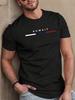 Kuwait Line Print T-Shirt for Men Casual Polyester Crew Neck Tee with Geometric Pattern, Regular Fit Summer Short Sleeve Top