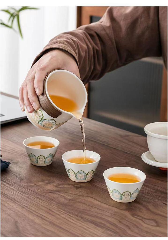 Portable Travel Tea Set: Quick-Brew Pot with Three Cups - Custom Logo Corporate Gift