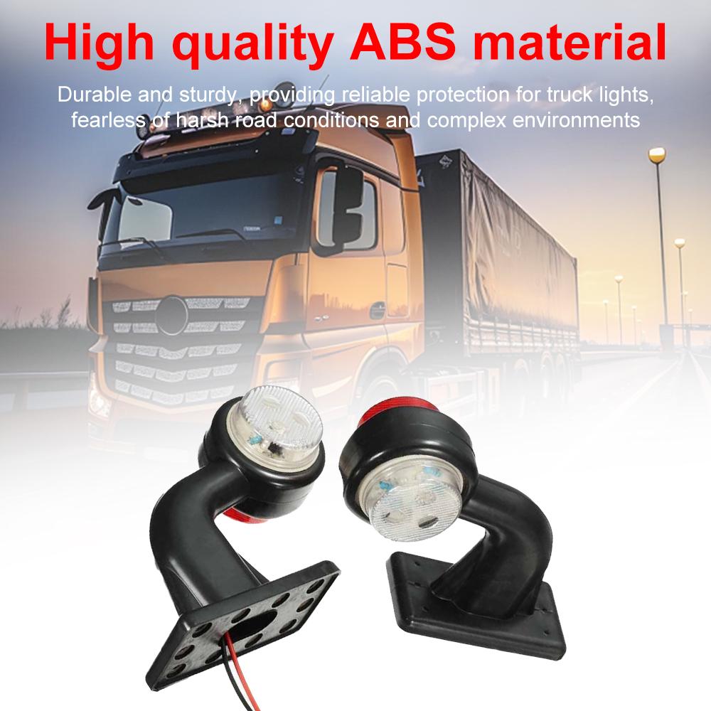 2pc Side Marked Lamp 12 LED 12V‑24V Elbow Side Marker Indicator Light Lamp Red White Tail Light Assembly