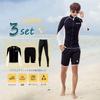 YFMAYI Men's Rash Guard Swimsuit, Long Sleeve Leggings, Surf Pants, Fitness, Swimming, Amphibious, 3-Piece Set