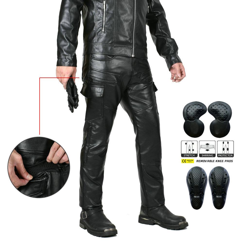 

VOLERO Unisex Slim Fit Leather Motorcycle Riding Pants - Retro, Windproof, Breathable, and Anti-fall Design M