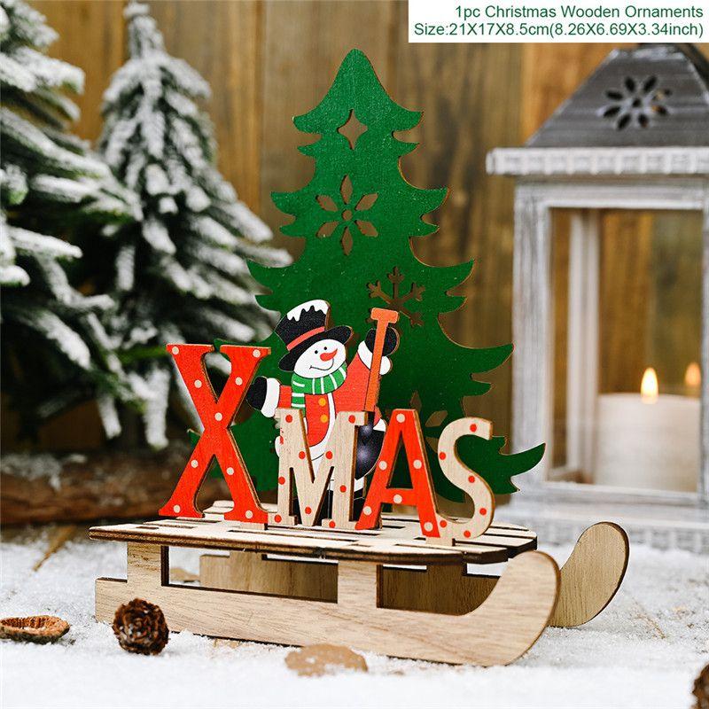 Decor Christmas Wooden Table Desktop Sign Xmas Gifts New Year Home Ornaments