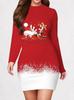 Women's Long Sleeved Tight Fitting Dress, 3D Christmas Party Mini Dress Vestidos De Mujer