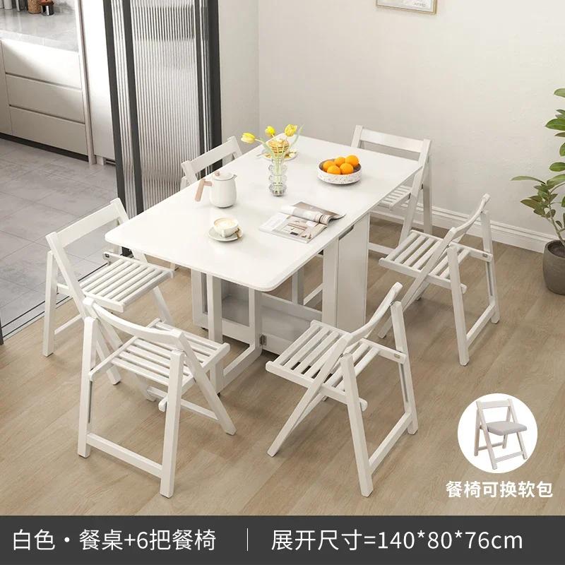 For Folding Dining Table Set 6 Chairs Luxury Modern Space Savers Minimalist Dining Table Nordic Table À Manger Kitchen Furniture