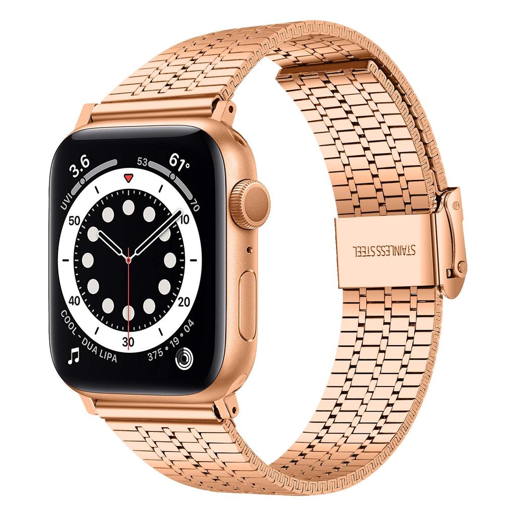 Pasek do zegarka Apple Watch Series 40 mm 42 mm 44 mm 38 mm Luksusowy pasek do zegarka ze stali nierdzewnej do zegarka iWatch Ultra 9 8 7 6 5 4 3 2 1 SE Pasek ze składanym zapięciem 49 mm
