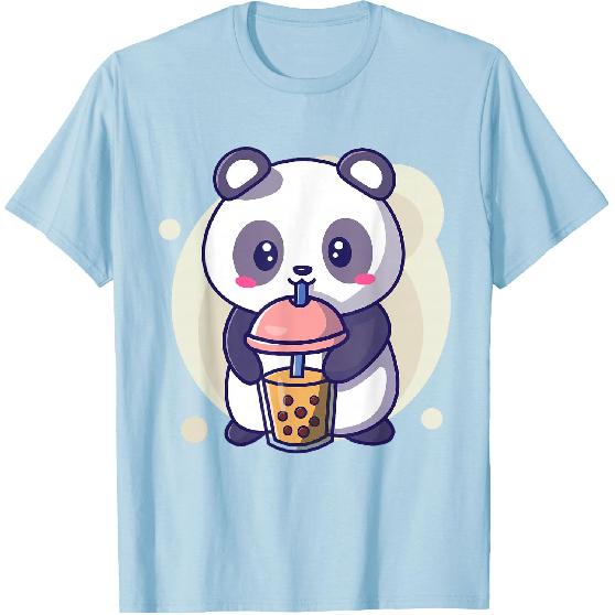 Cute Kawaii Panda Drinks Boba Bubble Tea Kawaii Aesthetic T-Shirt