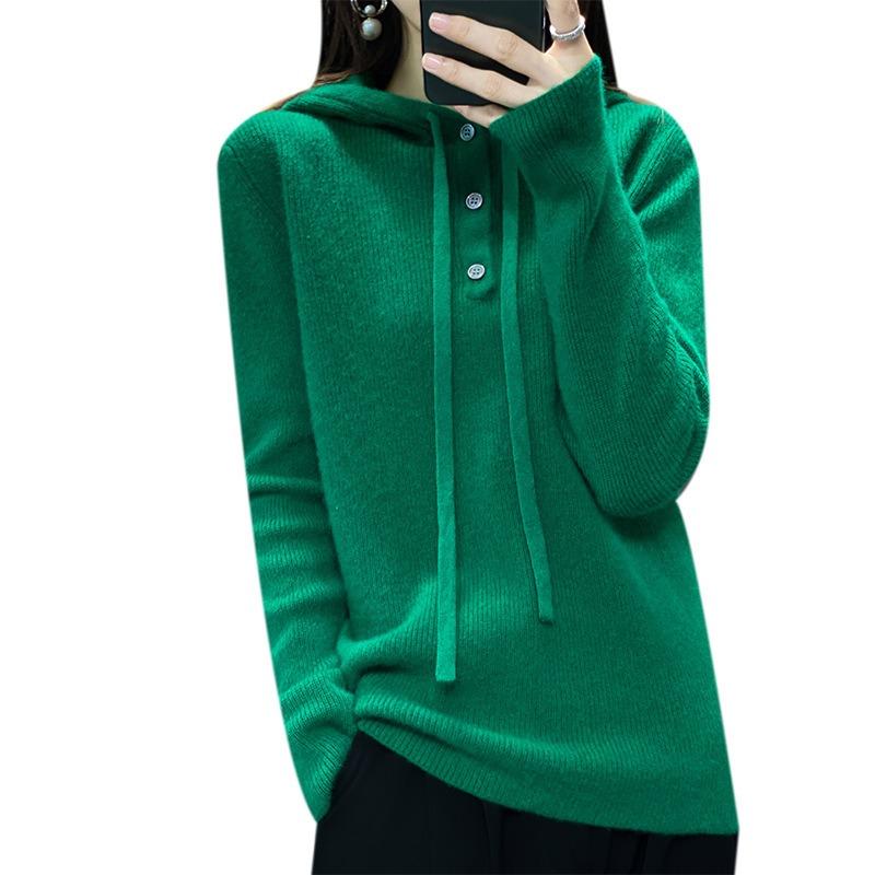 Herbst und Winter neuer Kapuzenpullover vielseitiges gestricktes Unterhemd fauler Stil lockerer lässiger Pullover Hoodie