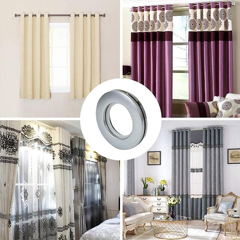 50Pcs Curtain Grommet Top Eyelet Rings Curtain Eyelet Metal Ring Low Noise Roman Rod Ring DIY Home Curtain Accessories