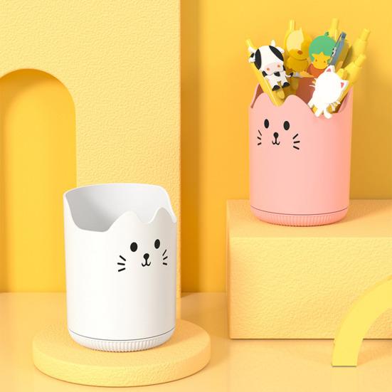 Stifthalter, 360 Grad drehbar, Katzenmuster-Design, große Kapazität, Schreibwaren-Organizer, Schreibtischzubehör