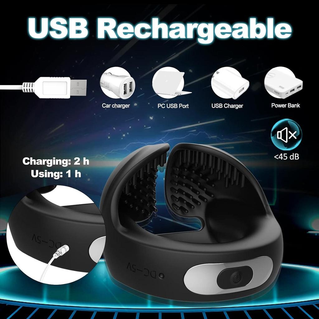 Vibrating Penis Ring with 2 Motors, Stretchable Silicone Cock Ring with 10 Vibration Modes for Penis Testicles Stimulation,Sex Toy for Men