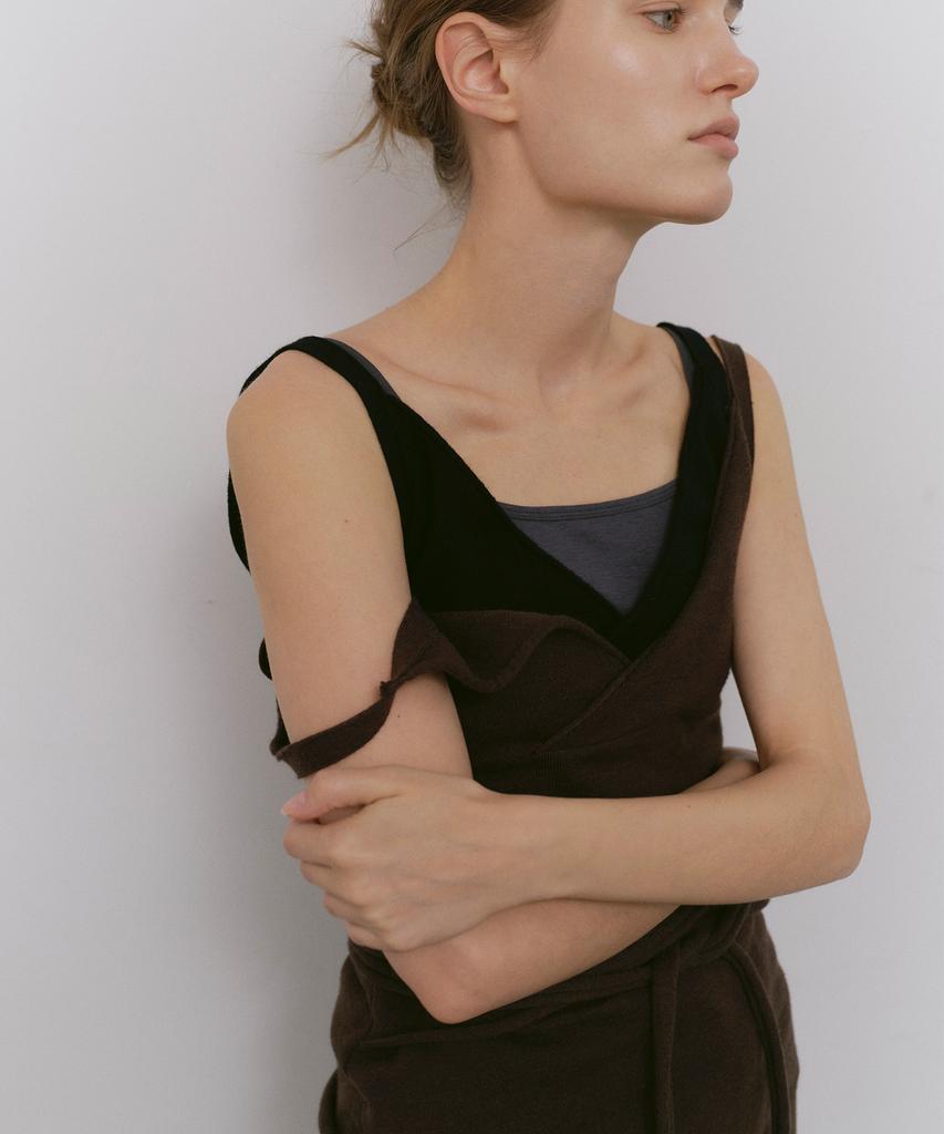 CACELE Raw Cut Strap Dress, Brown